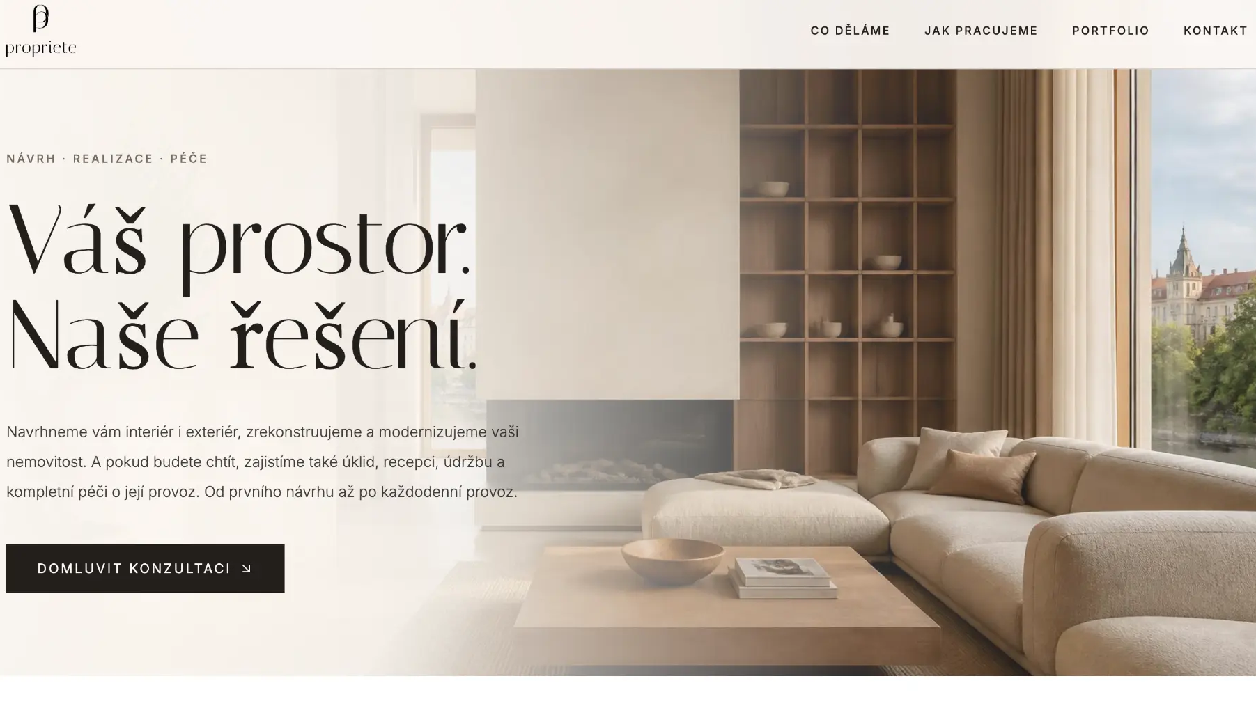 PROPRIETE — web pro interiérové studio